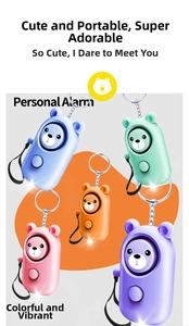Personal safety alarms in bear shape with keychains available in five vibrant colors