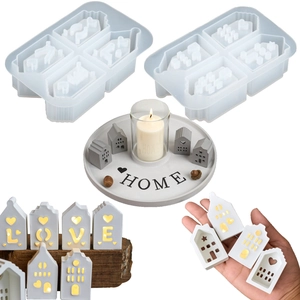 Mini House Silicone Mold Love Heart Shape For DIY Candle Holder Plaster Night Light Handcrafted Home Decor