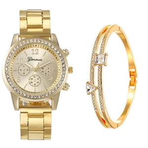 Montre Quartz Luxe Pour Femmes Avec Strass Alliage Montre Bracelet Analogue Élégante Mode Bijoux Bracelet Accessoire Cadeau