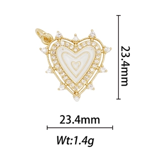 Détail du pendentif cœur en or 18k avec dimensions 23,4mm et poids de 1,4g