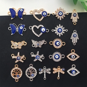 Mix of 20 Evil Eye connectors in butterfly and starfish shapes for DIY jewelry making
