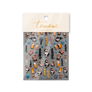 Embossed Japanese nail art stickers with cherry blossoms, anime characters and talismans