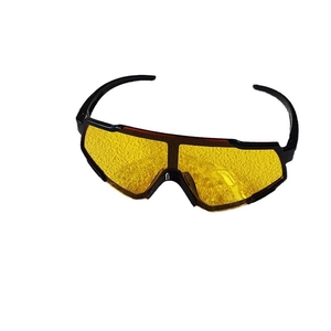 Kids sports sunglasses with black streamlined frame and yellow one-piece lens