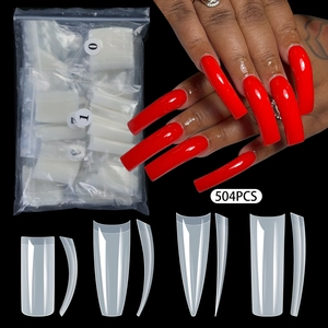 504 Pezzi Unghie Finte in Soft Gel Ultrasottili Trasparenti a Mezza Copertura per Estensione Unghie Donna Manicure Fai Da Te