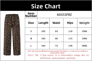 Tabella taglie dettagliata per pantaloni casual leopardati con misure in centimetri