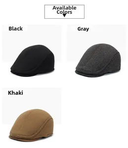 Béret d'hiver pour hommes en noir, gris et kaki avec texture de tissu haut de gamme