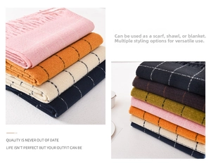 Detailed grid of thick plaid scarves in multiple colors for winter versatile wear