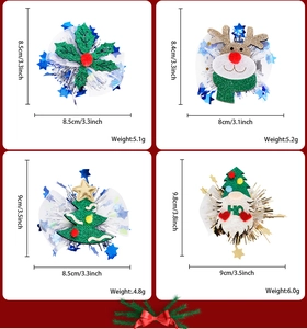 Detail showing dimensions and weight of reindeer and Santa Claus Christmas hair clips