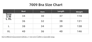 Tabella taglie per reggiseno sportivo yoga senza cuciture 7009 con misure S a XL