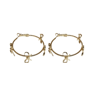 Chic gold large hoop earrings with multiple bow charms for women minimalist fashion