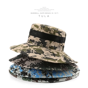 Camouflage Bucket Hat Quick Dry Breathable Mesh Wide Brim Boonie Hat For Outdoor Hiking Fishing Adjustable Chin Strap