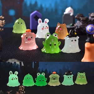 Luminous Halloween Ghost Miniature Ornaments Resin Animal Figurine Glow In Dark Micro Landscape Garden Decor DIY