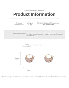 Detailed view of French vintage crystal and pearl basket earrings with copper base