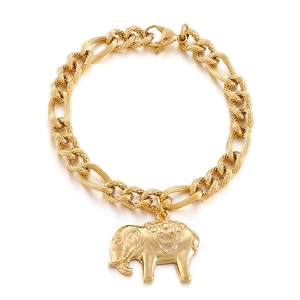 Stainless Steel Elephant Charm Bracelet Simple Fashion Figaro Chain Jewelry For Women Girls Bohemia Style
