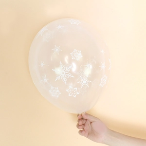 12-inch clear Christmas balloon with white snowflake pattern for party decoration