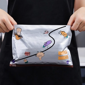 Silver ion aluminum foil food storage bag with cartoon vegetable patterns and zip seal