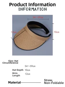 Parametri dettagliati sulle dimensioni del cappello di paglia con tesa da 12cm