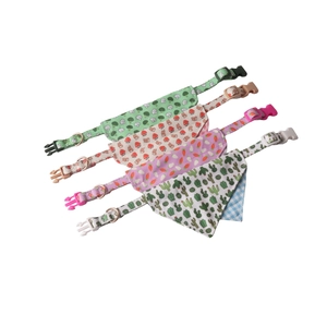 Dog bandana collars with cute broccoli mushroom carrot and cactus patterns set