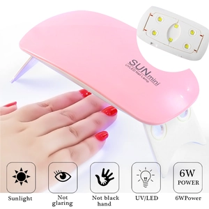 Pink 6W mini portable UV LED nail lamp with foldable stand for DIY manicures