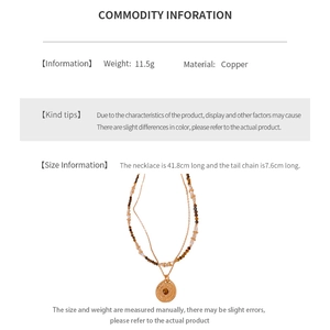 Detailed size specifications for the gold-plated compass faux tiger eye stone necklace