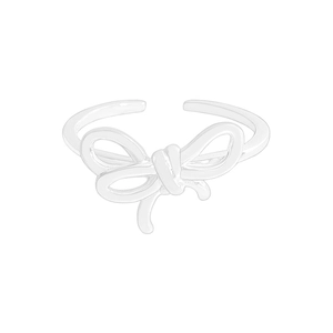 Minimalist S925 sterling silver bow ring with irregular wrap design and open band