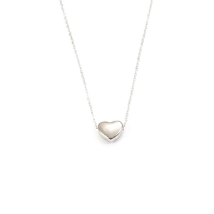 Minimalist silver stainless steel 3D heart pendant necklace with polished finish