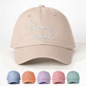 Dog Mom Bestickte Baseballkappe Polyester Verstellbar Outdoor Sonnenschutz Lässig Gebogener Schirm Hut Für Damen