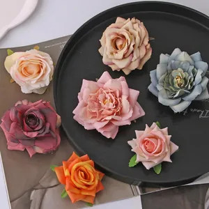 Large silk rose hair clip and brooch accessory in elegant champagne and pink tones