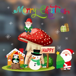 Colorful Christmas static window stickers featuring Santa, snowman and penguin