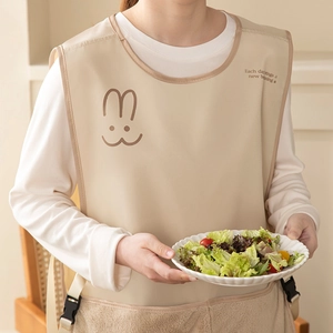 Waterproof kitchen apron with rabbit pattern and quote for home cooking and cafe work