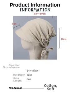Size guide showing a 54-59cm circumference cotton sun hat with bow detail