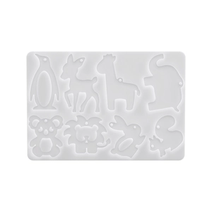 Moule en silicone avec 8 formes d'animaux pour pendentifs en résine et loisirs créatifs