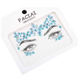 Symmetric blue crystal face jewels and rhinestones stickers for forehead and eye makeup