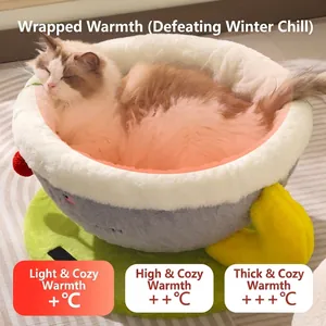 Cuccia per gatti a forma di tazza di caffè in peluche con fodera in pile calda e spessa