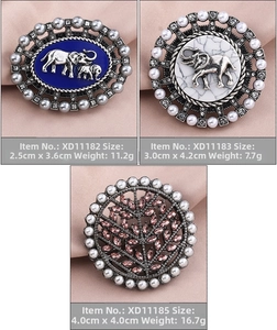 Detailed comparison of vintage pearl brooches with enamel elephant and crystal designs