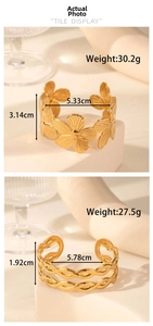 Detailed size chart for vintage gold star cutout and braided cuff bracelets