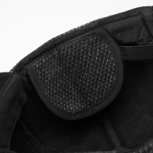 Close-up of winter wool baseball cap with inner stitching and elastic band detail