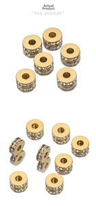Close-up of 18k gold plated spacer beads with crystal rhinestones for DIY jewelry making