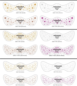 Detail showing gold, silver, bronze and rose red metallic freckle tattoo stickers