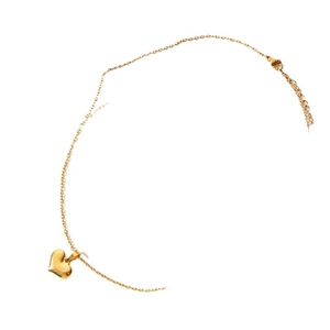 Minimalist 18k gold plated heart pendant necklace with elegant brushed metal finish