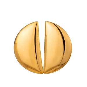 Minimalist gold moon-shaped crescent earrings in polished stainless steel for women