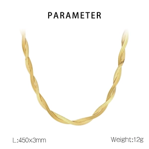 Detail showing 450mm length and 3mm width parameters for the gold snake chain necklace