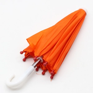 Closed orange doll umbrella with white J-shaped handle for 18-inch American Girl accessories