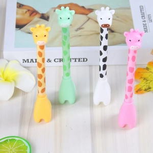 Giraffe Gel Pen Black Ink Cartoon Animal Shape Standing Base Plastic Stationery For Students Office Cute Tool