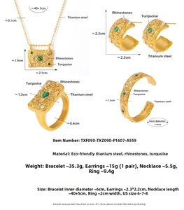 Detaillierte Größenangaben für das Evil Eye Schmuckset mit Türkis und Strass