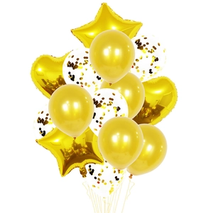 Ensemble de 14 ballons en or rose avec étoiles et cœurs pour décoration de fête