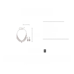 Detailed size chart for rhinestone drop pendant necklace set with copper material info