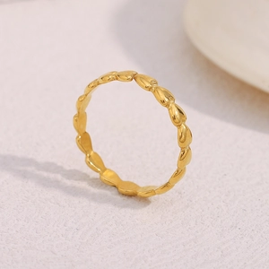Minimalist 18K gold plated stainless steel open ring with interlocking heart design