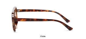 Side view of tortoise shell sunglasses showing premium metallic hinge and frame detail