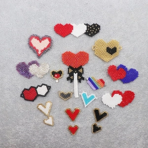 Handmade Woven Glass Seed Bead Heart Charms DIY Jewelry Finding Components For Necklace Bracelet Earrings Bohemian Style